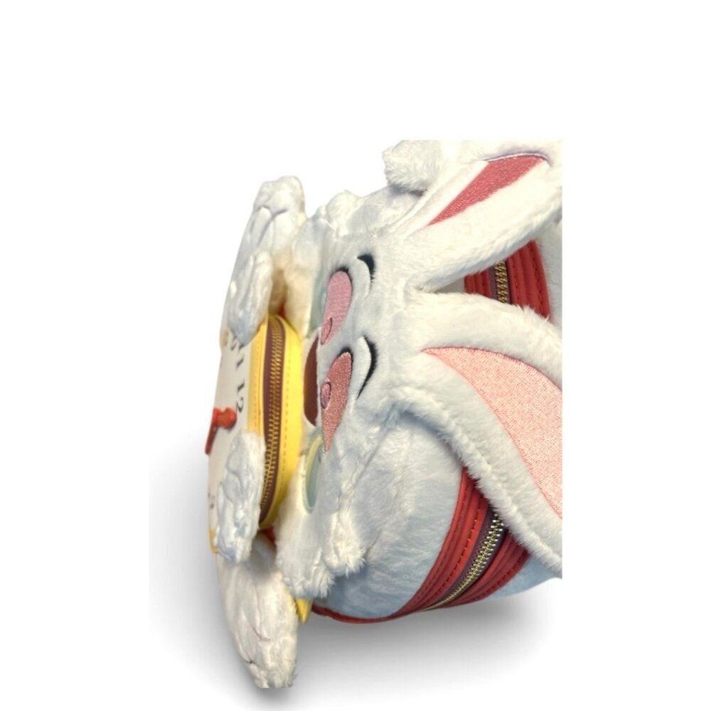 Loungefly Alice In Wonderland White Rabbit Plush Clock Mini Backpack NWT Easter - Picture 2 of 6
